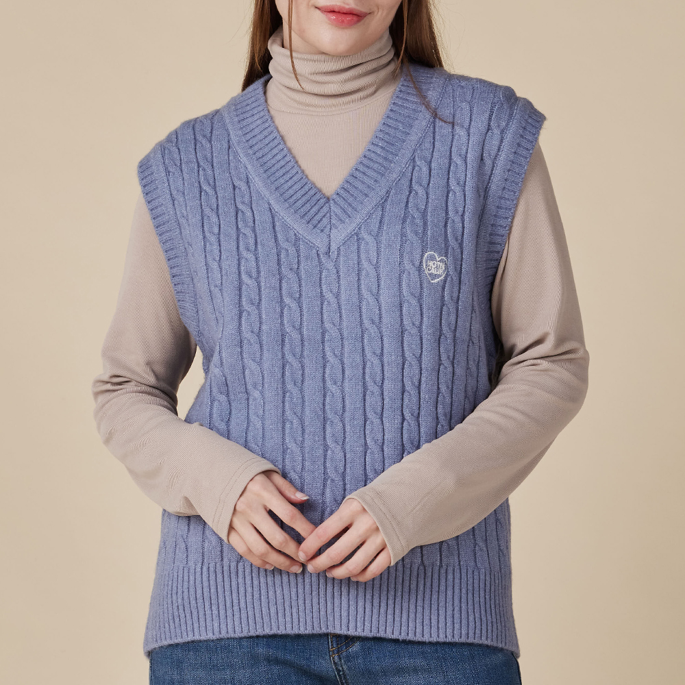 [무제한] 여성 소프트 니트 베스트_더스티블루, 캐주얼브랜드 행텐/행텐틴즈